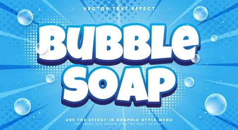 Bubble Soap 3d editable text effect Template Stock Illustration