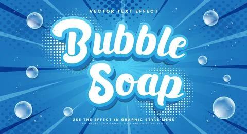 Bubble Soap 3d editable text effect Template 스톡 일러스트