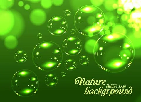 Bubble soap background Bubble soap background. Green nature vector illustr... Stock Photos