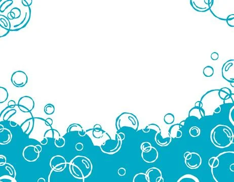 Bubble soap background, cartoon blue water foam, Cartoon soap bubble blue b.. Stock Illustration