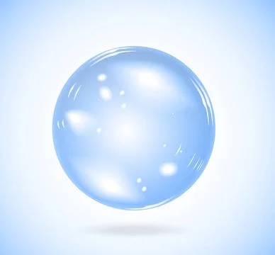 Bubble soap Transparent soap bubble. Vector realistic illustration on blue... Stock Photos