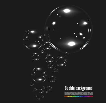 Bubble soap Transparent soap bubble. Vector realistic illustration on blac... Stock Photos