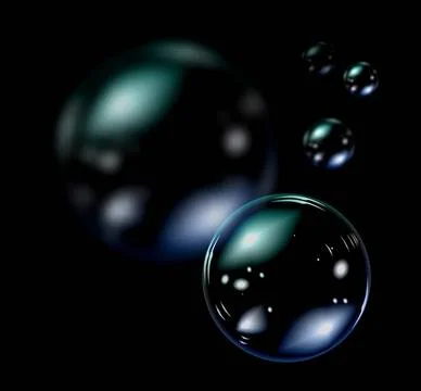 Bubble soap Transparent soap bubble. Vector realistic illustration on blac... Stock Photos