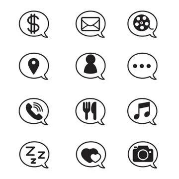 Bubble for social network application and web  icons Illustrazione stock