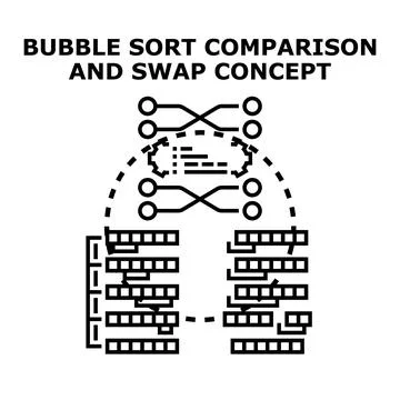 Bubble sort algorithm comparison and swapping data concept Illustrazione stock
