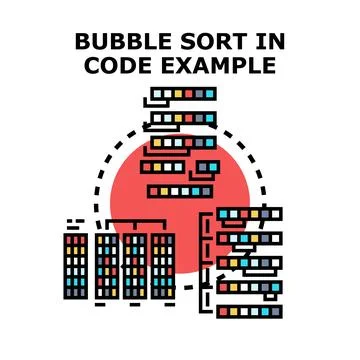 Bubble sort algorithm explaining code example 库存插图