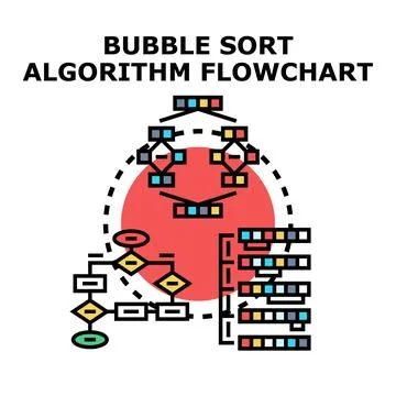 Bubble sort algorithm flowchart vector illustration concept Stockillustratie