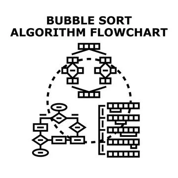 Bubble sort algorithm flowchart vector illustration concept Stock Illustration