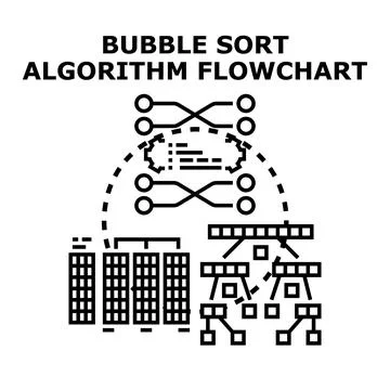 Bubble sort algorithm flowchart visualising data sorting process Stock-Illustration