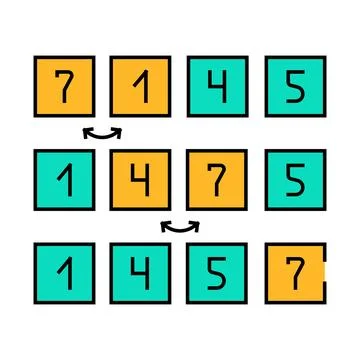 Bubble sort algorithm icon color illustration 스톡 일러스트