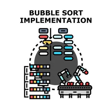 Bubble sort algorithm implementing data processing concept Stockillustratie