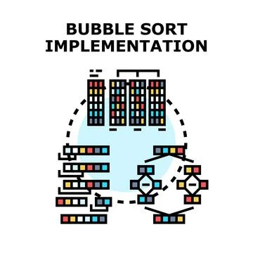 Bubble sort algorithm implementing data organization process Stock-Illustration