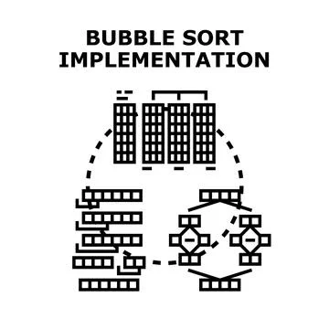 Bubble sort algorithm implementing data organization process Stock Illustration