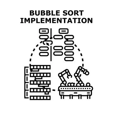Bubble sort algorithm implementing data processing concept Stock Illustration