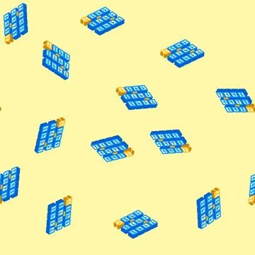 Bubble sort algorithm isometric icon seamless pattern Stock Illustration