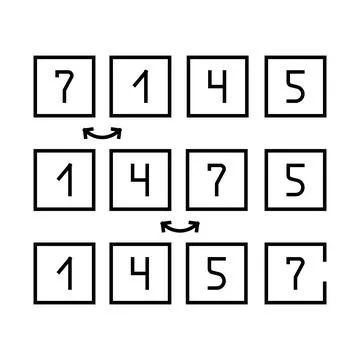 Bubble sort algorithm line icon vector illustration Stock Illustration