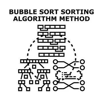 Bubble sort algorithm method for data processing 스톡 일러스트