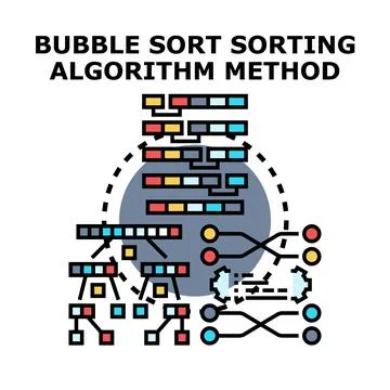 Bubble sort algorithm method for data processing Stock Illustration