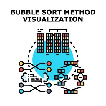 Bubble sort algorithm method visualization programming concept イラスト素材