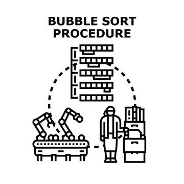 Bubble sort algorithm procedure processing data Illustrazione stock