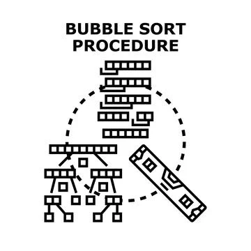 Bubble sort algorithm procedure processing data Stock Illustration