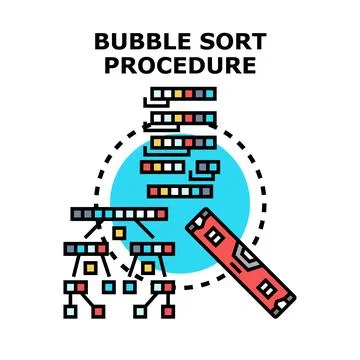 Bubble sort algorithm procedure processing data Stock Illustration