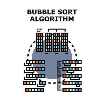 Bubble sort algorithm process sorting data structure Illustrazione stock
