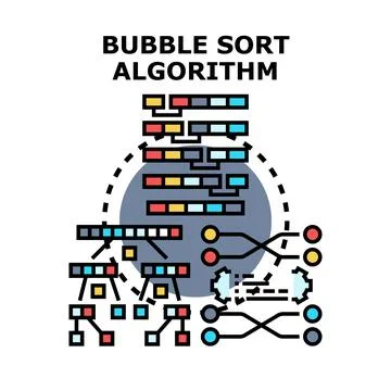Bubble sort algorithm processing data structure concept Stock Illustration