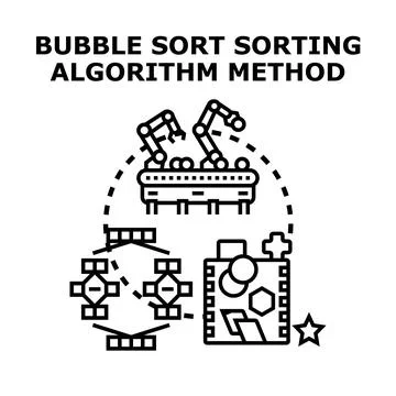 Bubble sort algorithm programming method data processing Stock Illustration