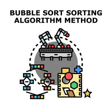 Bubble sort algorithm programming method data processing Stock Illustration
