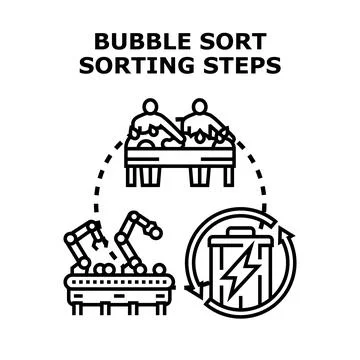 Bubble sort algorithm sorting steps concept イラスト素材