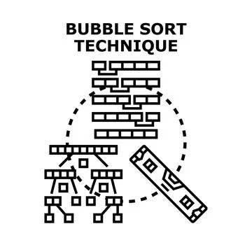 Bubble sort algorithm technique developing data structuring process Stock-Illustration