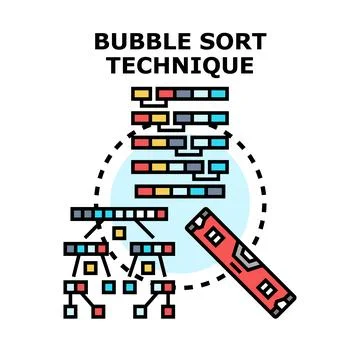 Bubble sort algorithm technique developing data structuring process 库存插图