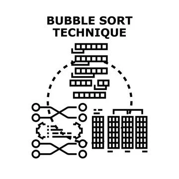 Bubble sort algorithm technique organising data information order イラスト素材