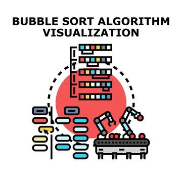 Bubble sort algorithm visualization representing data structure ordering Stockillustratie