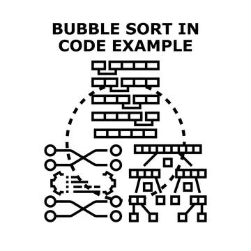 Bubble sort algorithm visualizing data processing and programming logic 스톡 일러스트