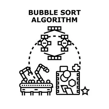 Bubble sort algorithm visualizing data processing 库存插图