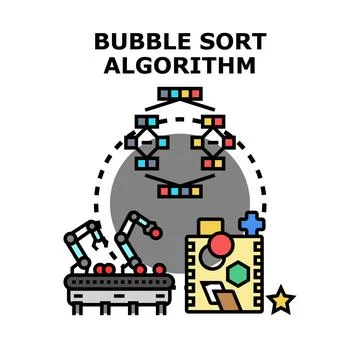 Bubble sort algorithm visualizing data processing Illustrazione stock