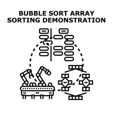 Bubble sort array data algorithm concept illustrating 스톡 일러스트