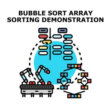 Bubble sort array data algorithm concept illustrating Illustrazione stock