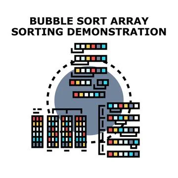 Bubble sort array data organizing demonstration Stock-Illustration