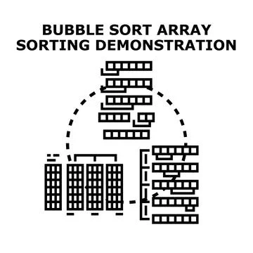 Bubble sort array data organizing demonstration Stock Illustration