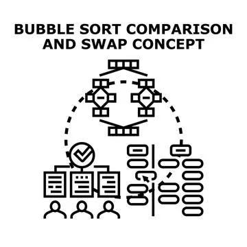 Bubble sort comparison and swap algorithm concept Stockillustratie
