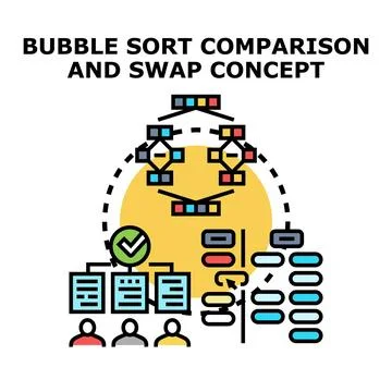 Bubble sort comparison and swap algorithm concept Stock Illustration