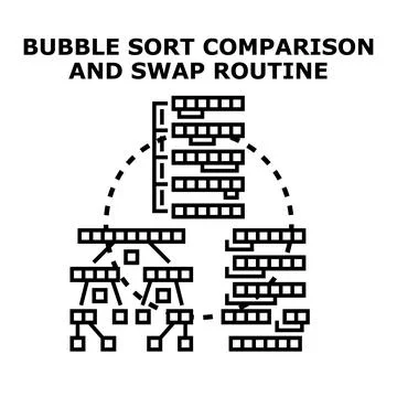 Bubble sort comparison and swap routine concept Stock Illustration