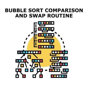 Bubble sort comparison and swap routine concept Stock Illustration