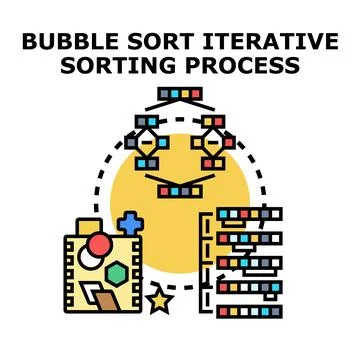 Bubble sort iterative algorithm sorting data process Illustrazione stock