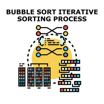 Bubble sort iterative programming algorithm sorting data Illustrazione stock