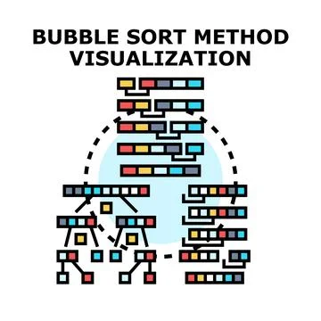 Bubble sort method algorithm visualization concept Stock Illustration