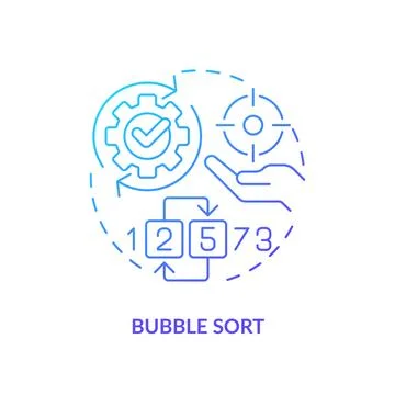 Bubble sort method blue gradient concept icon Stock Illustration